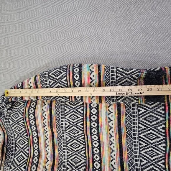 Monteau Los Angeles Hooded Open-Front Cardigan Size Large Knitted Southwestern - Picture 11 of 14
